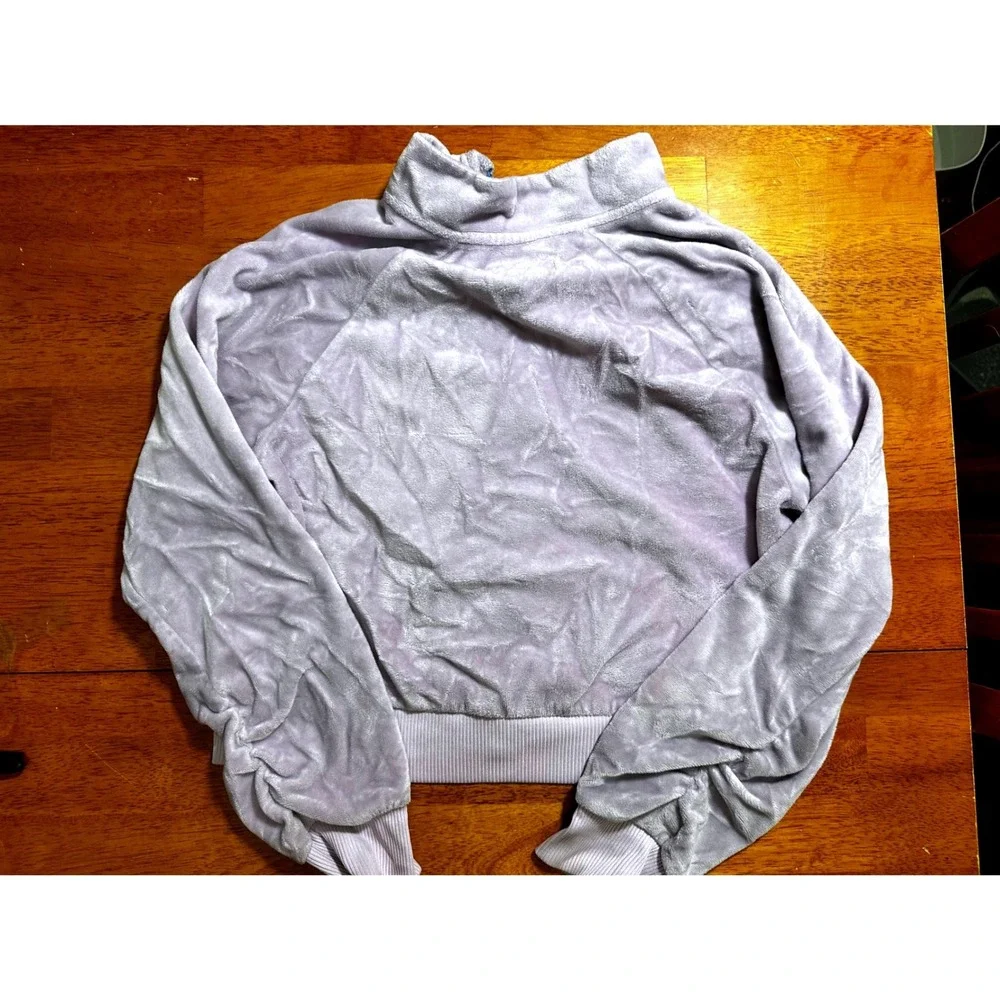 Converse Girls Lavender Velour Full Zip Track Jacket Ruched Sleeve Large 12-13Y